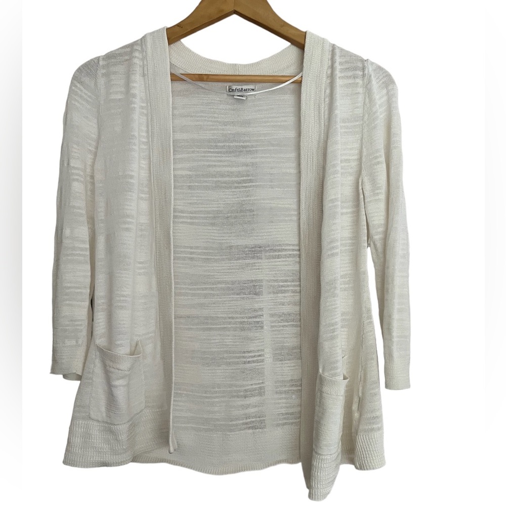 Croft & Barrow Cream Open Front Lightweight Cardigan